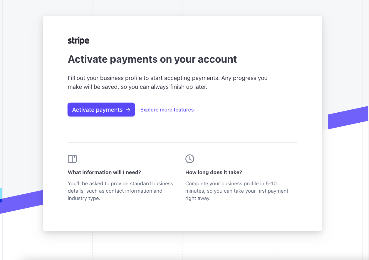 Stripe in-app onboarding photo