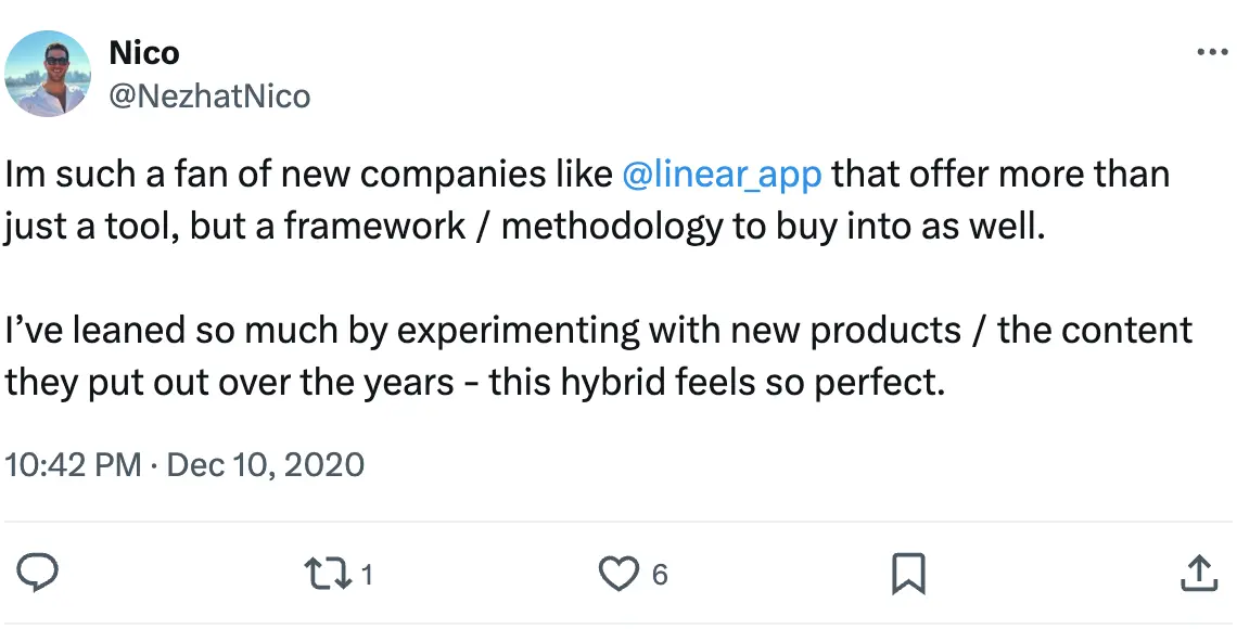 Linear user tweet