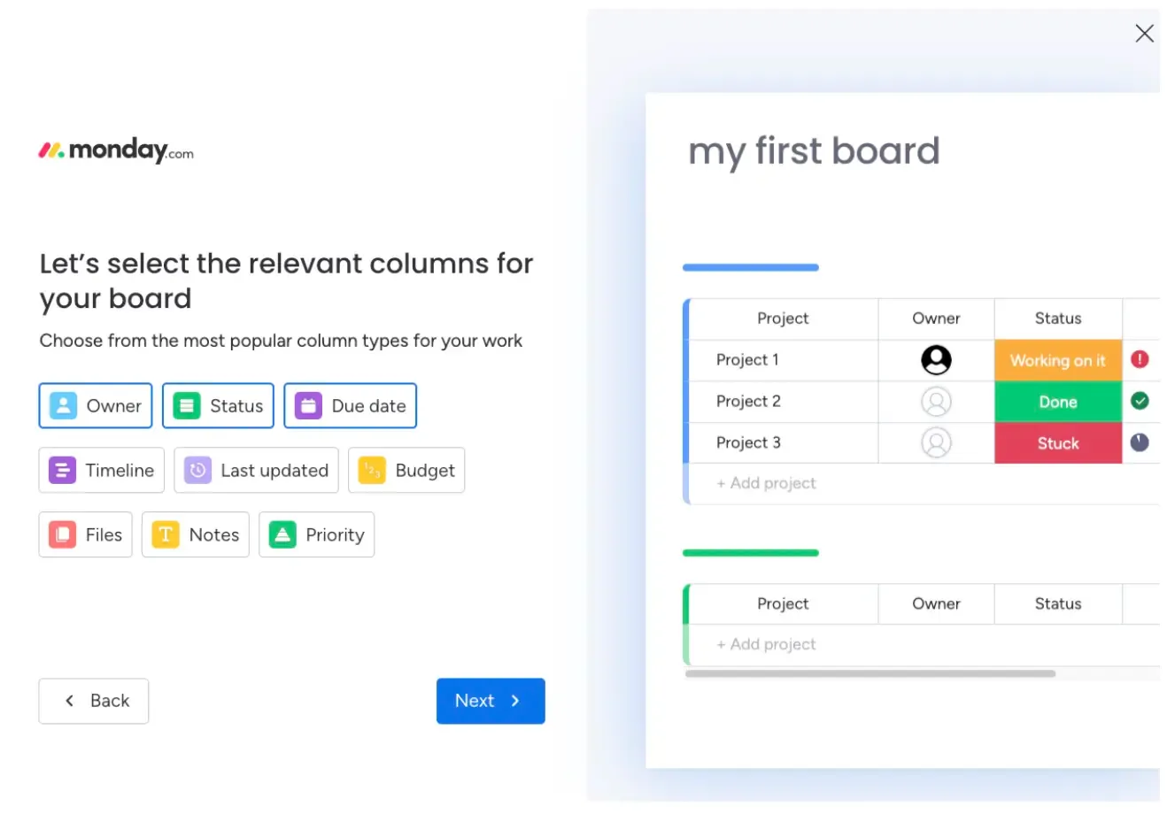 Monday onboarding experience.