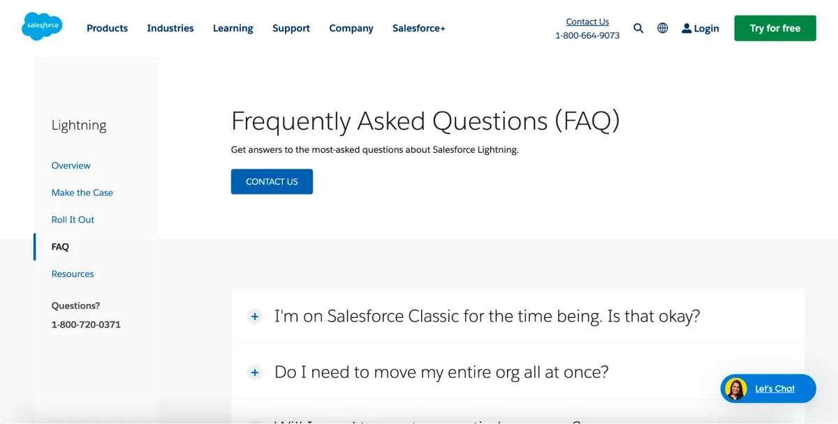 A modern FAQ page