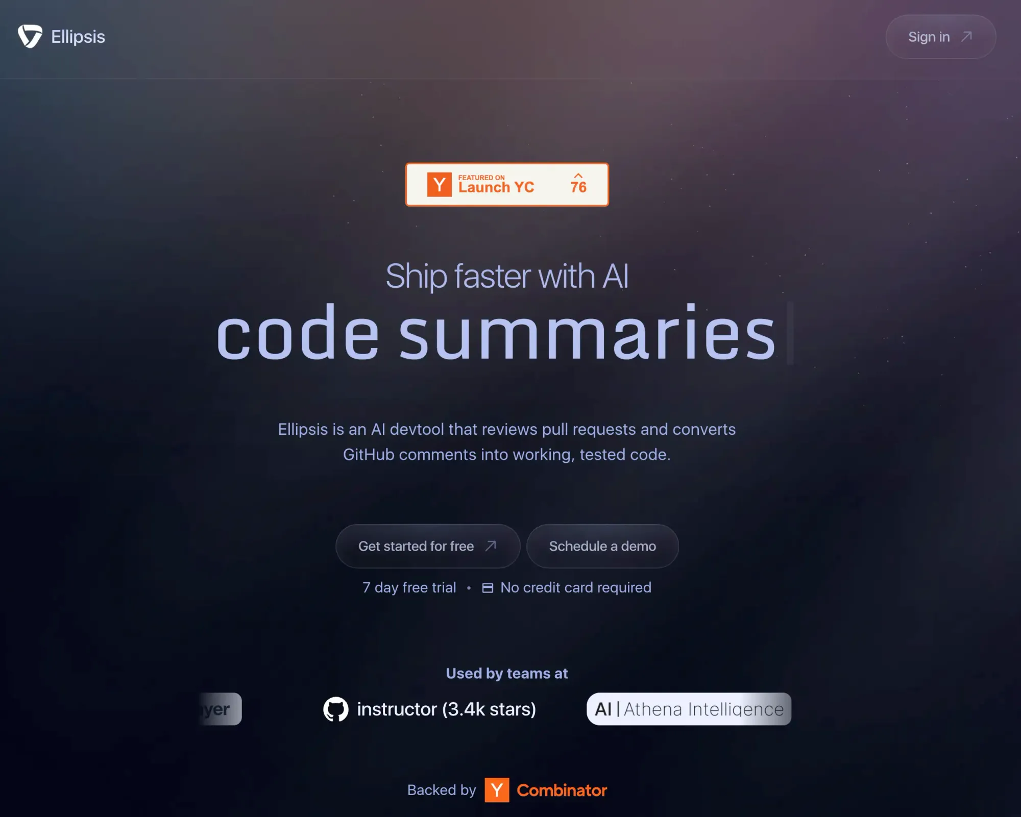 Ellipsis.dev landing page