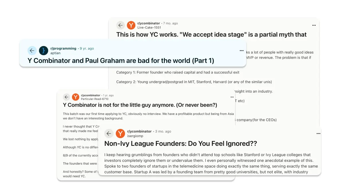 Reddit Y Combinator criticism