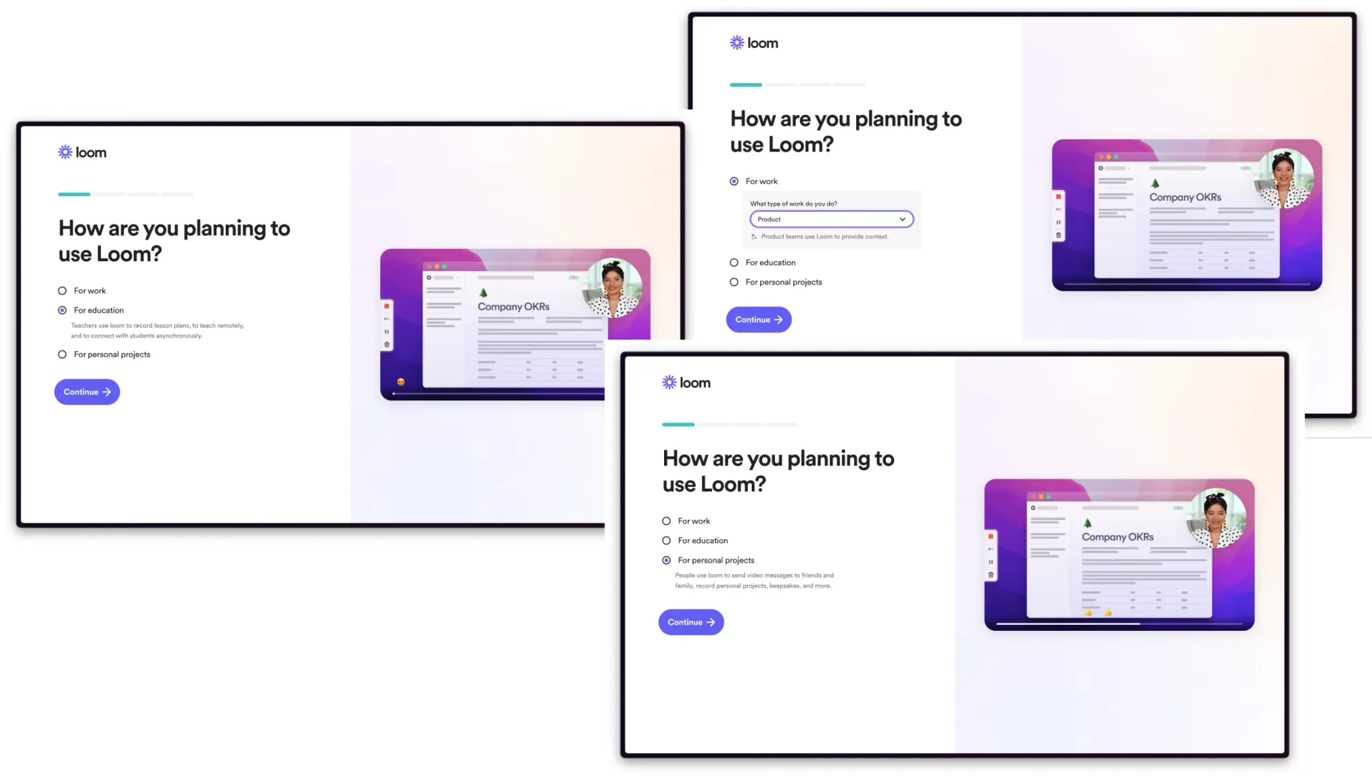 Loom onboarding personalization