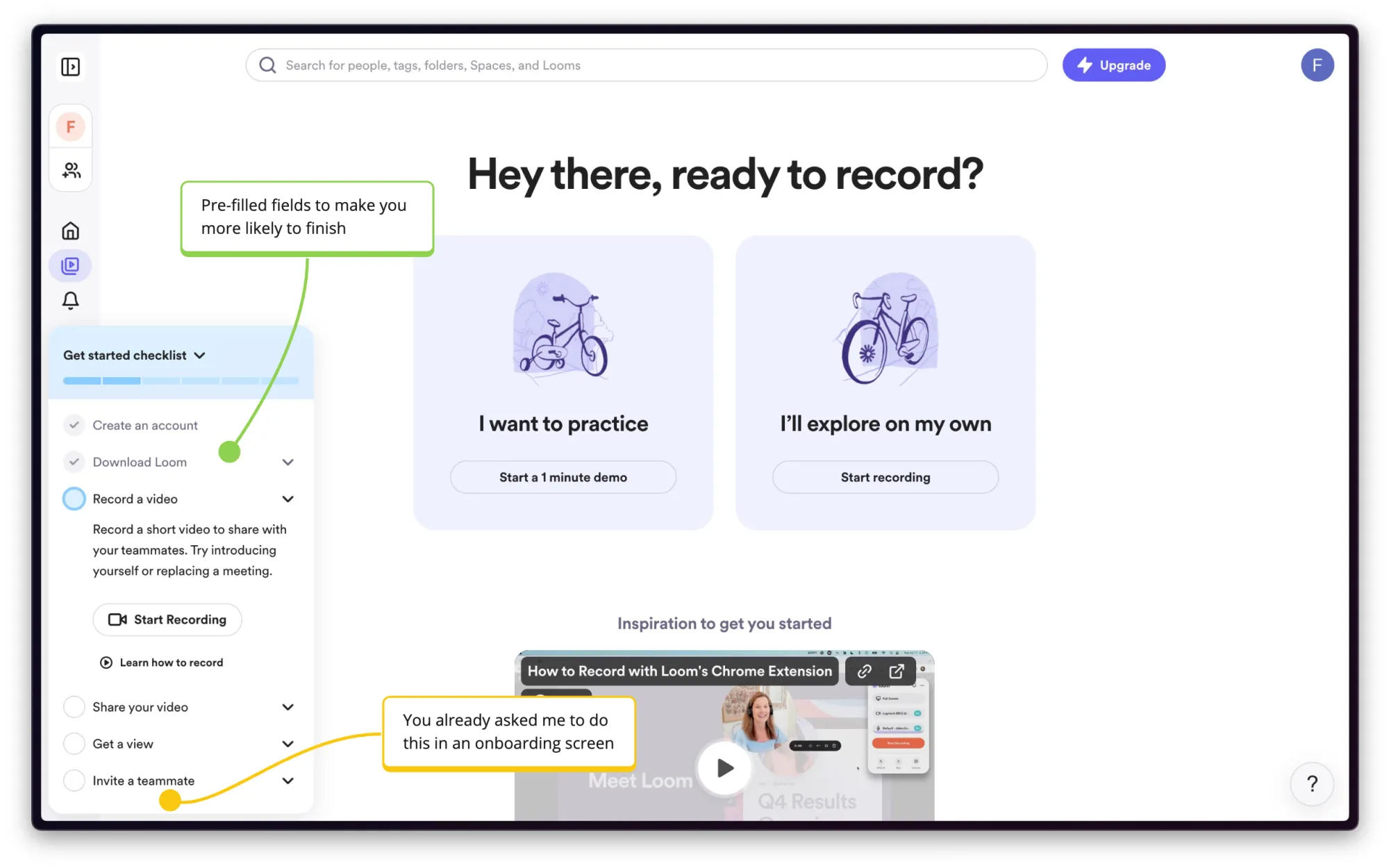 Loom onboarding checklist