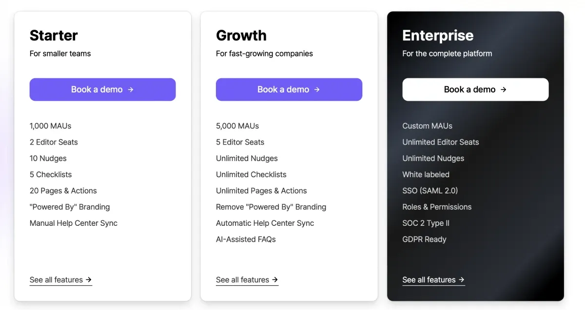  A snapshot of CommandBar's tiered plans