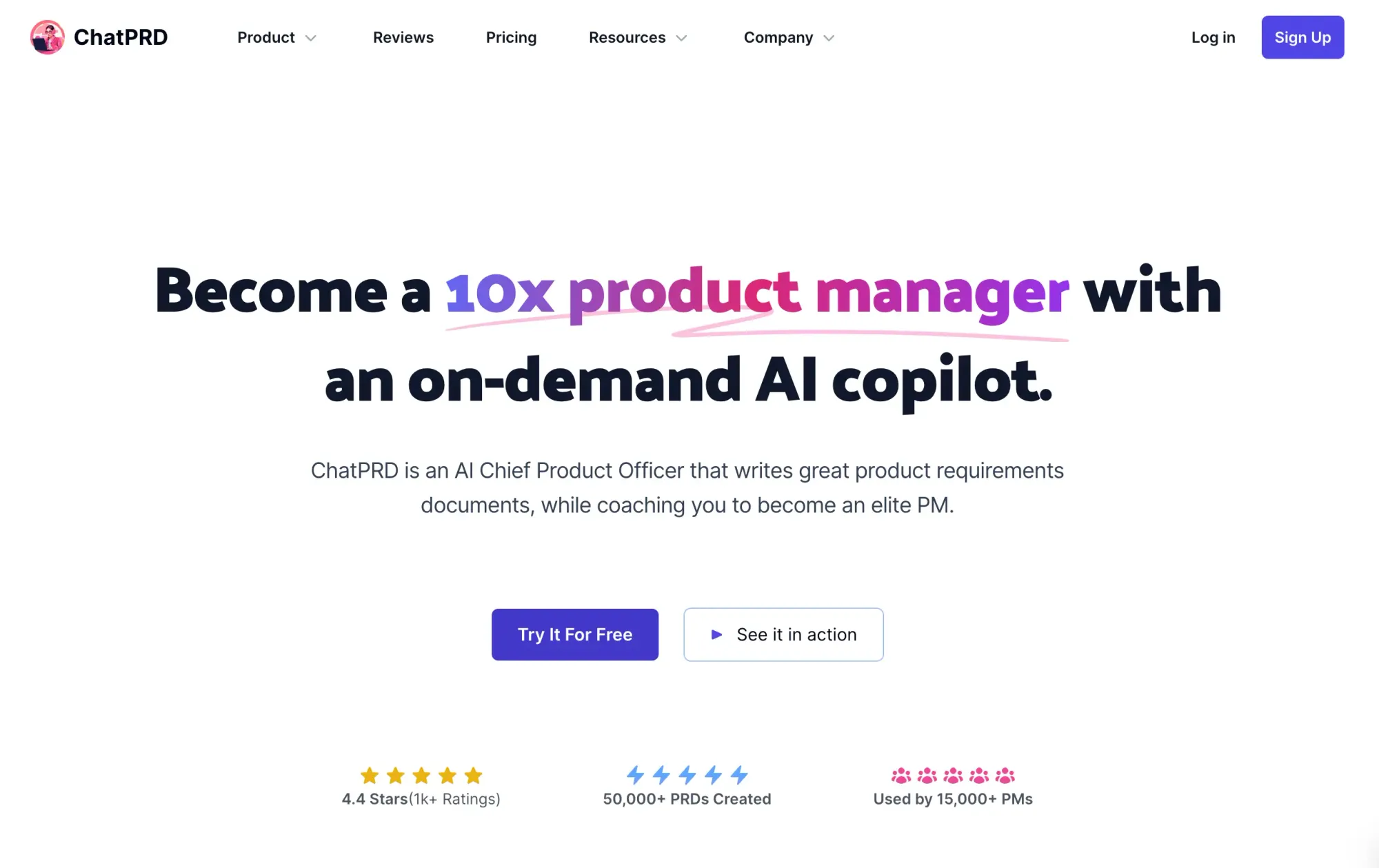 ChatPRD landing page