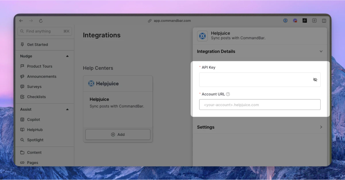 Helpjuice integration inputs