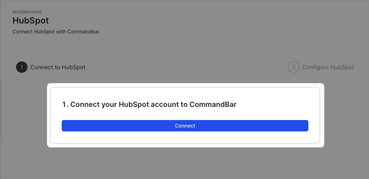 HubSpot CRM connect button