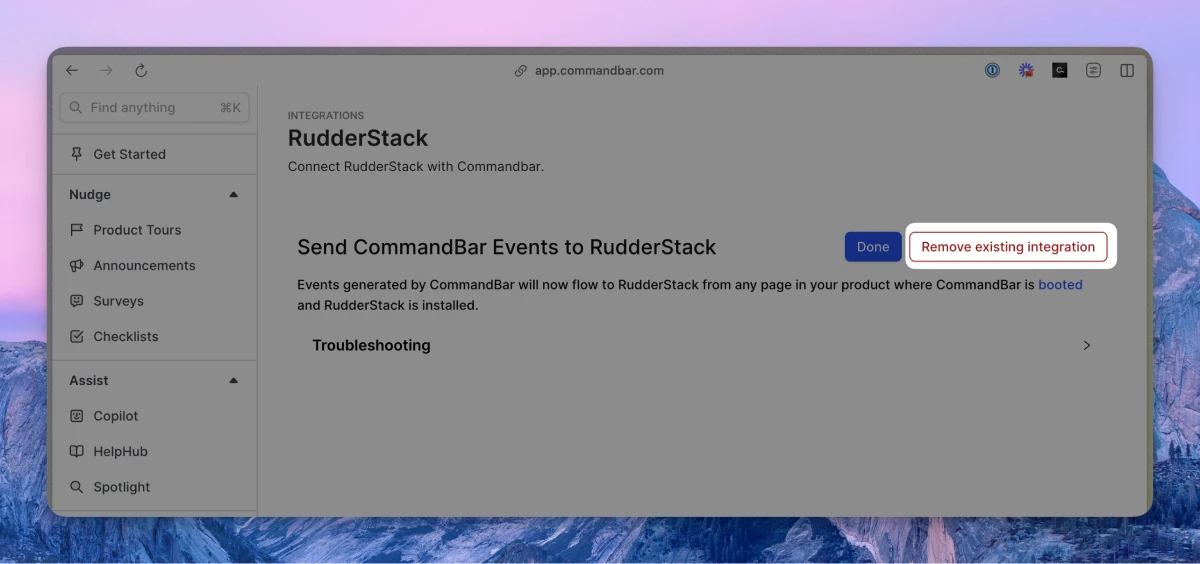 Disable RudderStack integration UI